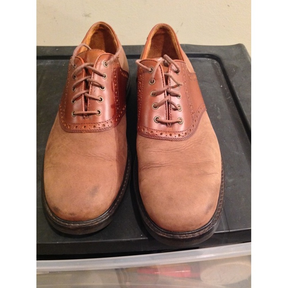 Johnston & Murphy Two-Tone Oxford Dress Shoes Brown/Khaki Size 10.5 Men's